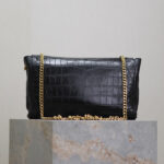 Saint Laurent Reversible Kate Medium In Crocodile-Embossed Leather Black